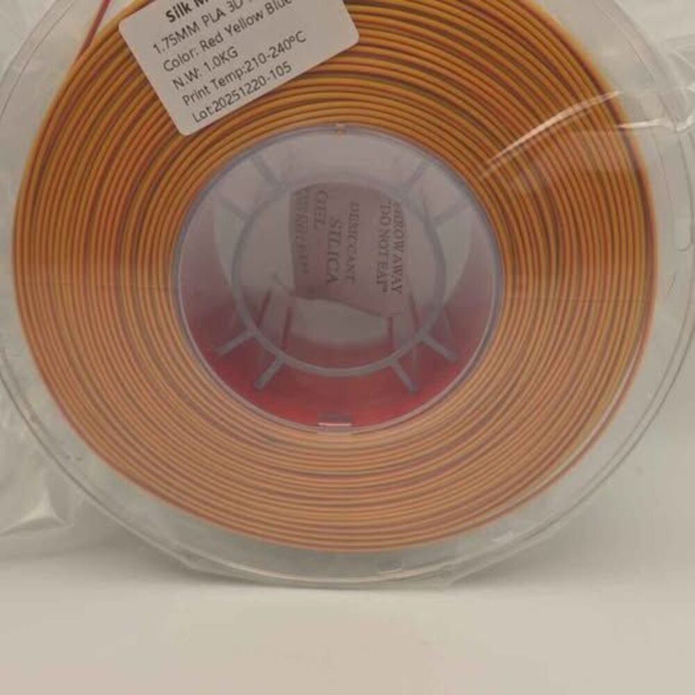 New Silk Magic Color 3D Printer Filament - Red/Yellow/Blue PLA (1kg, 1.75mm)